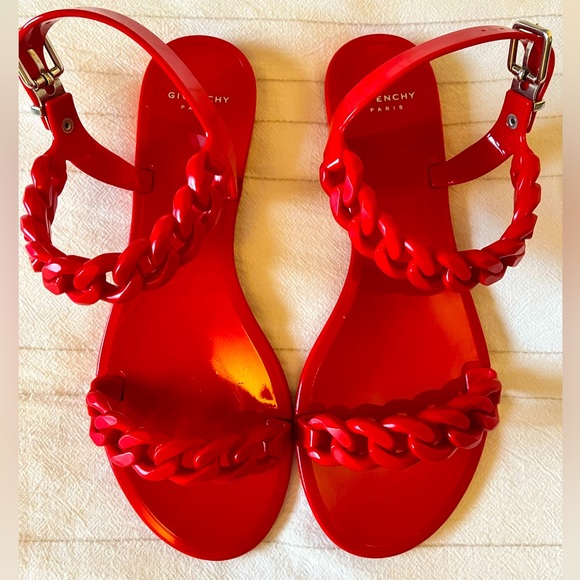 Givenchy Shoes Givenchy Chain Link Jelly Sandals In Red Size 7